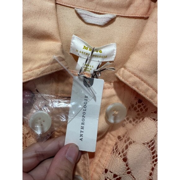 Anthropologie Maeve Lace Shirt Jacket Women Small Orange Shacket Cottage Western - Picture 5 of 16